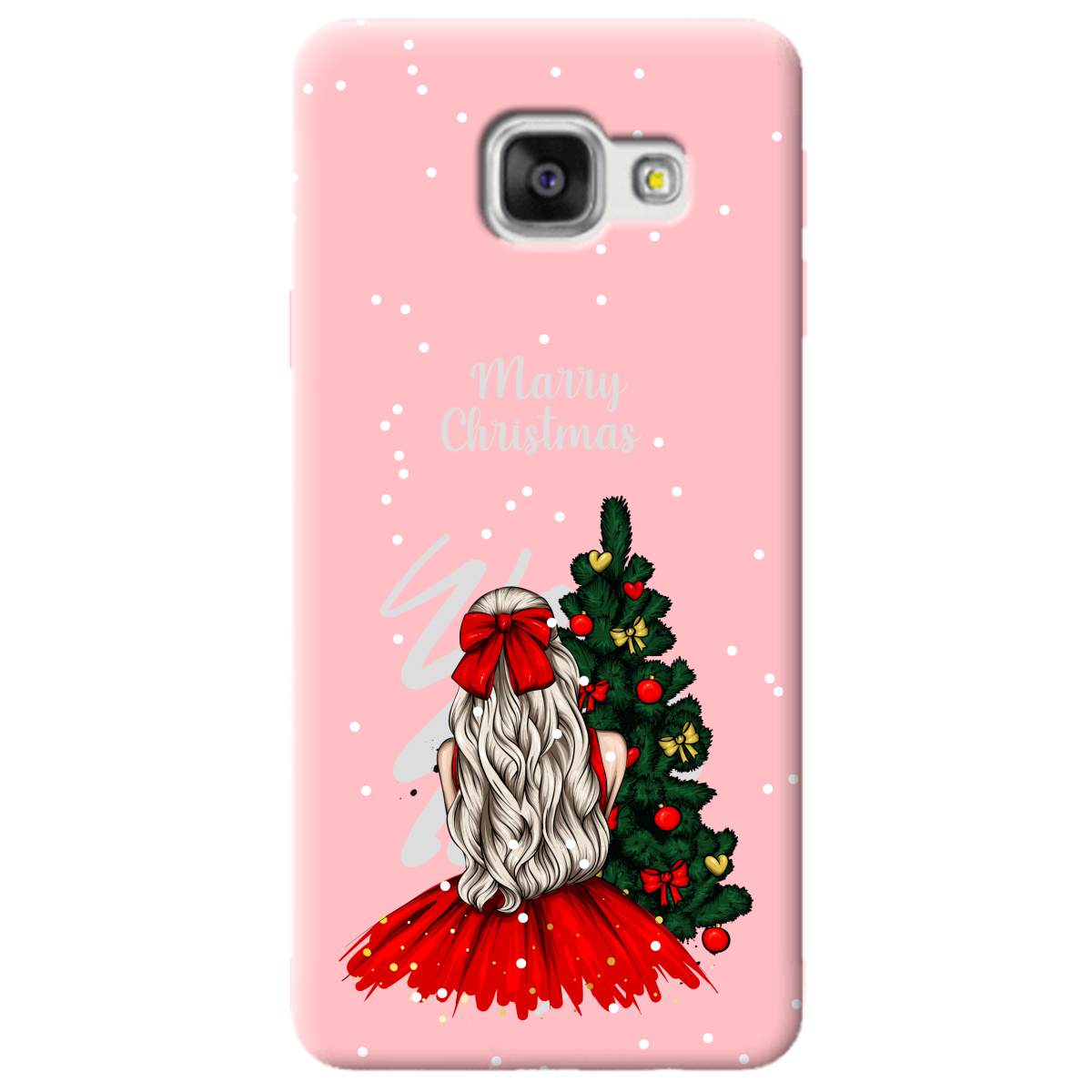 Чехол для Samsung Galaxy A3 2016 нежно-розовый матовый soft touch Beautiful christmas - фото 1 Чехол для Samsung Galaxy A3 2016 нежно-розовый матовый soft touch Beautiful christmas - фото 1 - Чехлы для телефонов