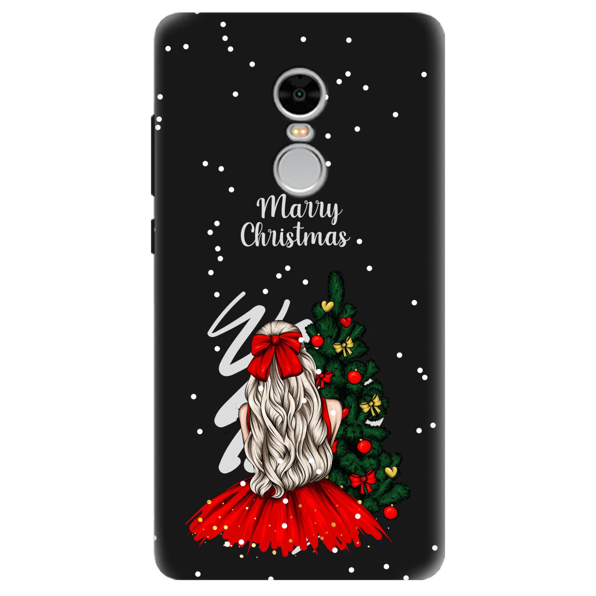Чехол для Xiaomi Redmi Note 4 черный матовый soft touch Beautiful christmas - фото 1 - Чехлы для телефонов