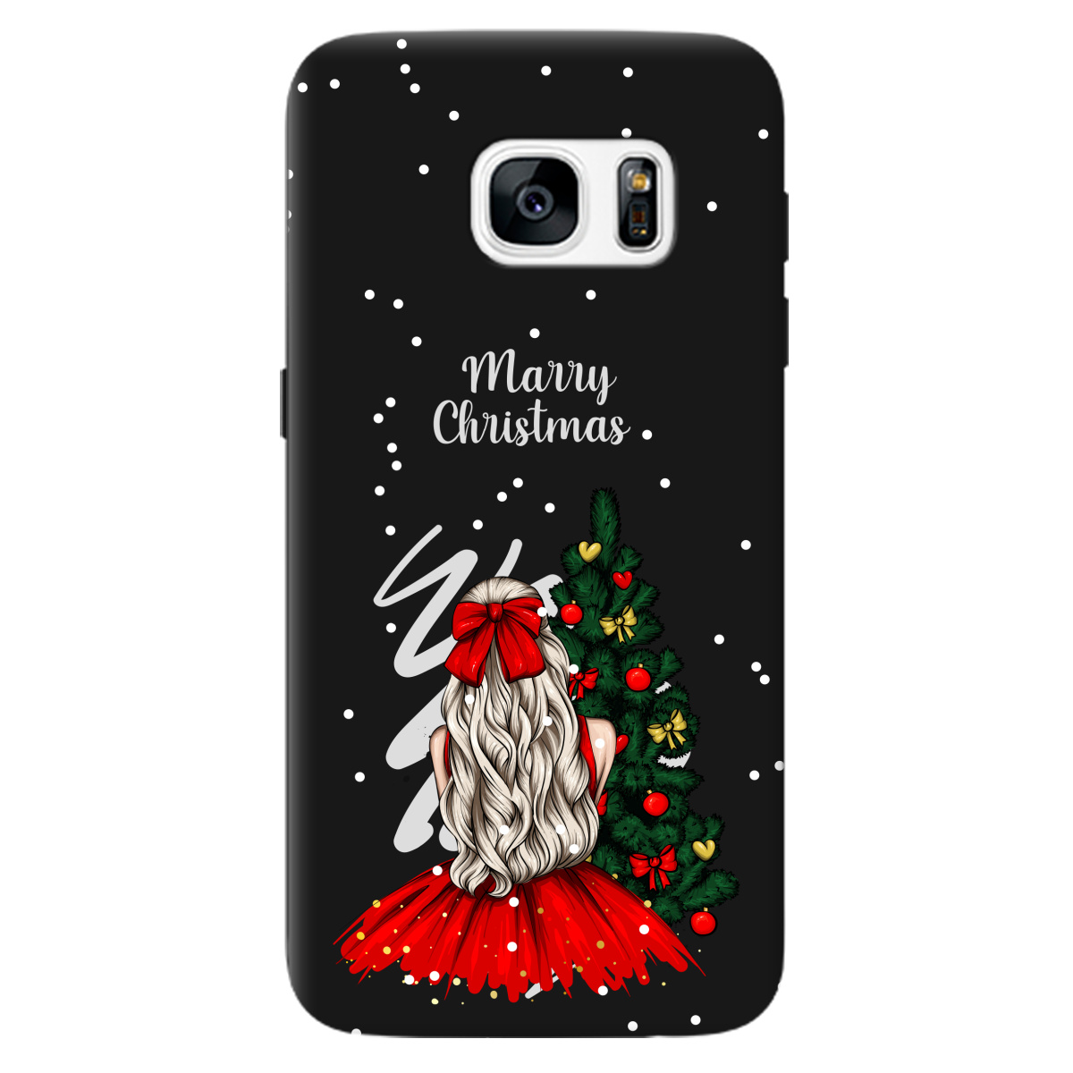 Чехол для Samsung Galaxy S7 черный матовый soft touch Beautiful christmas - фото 1 - Чехлы для телефонов