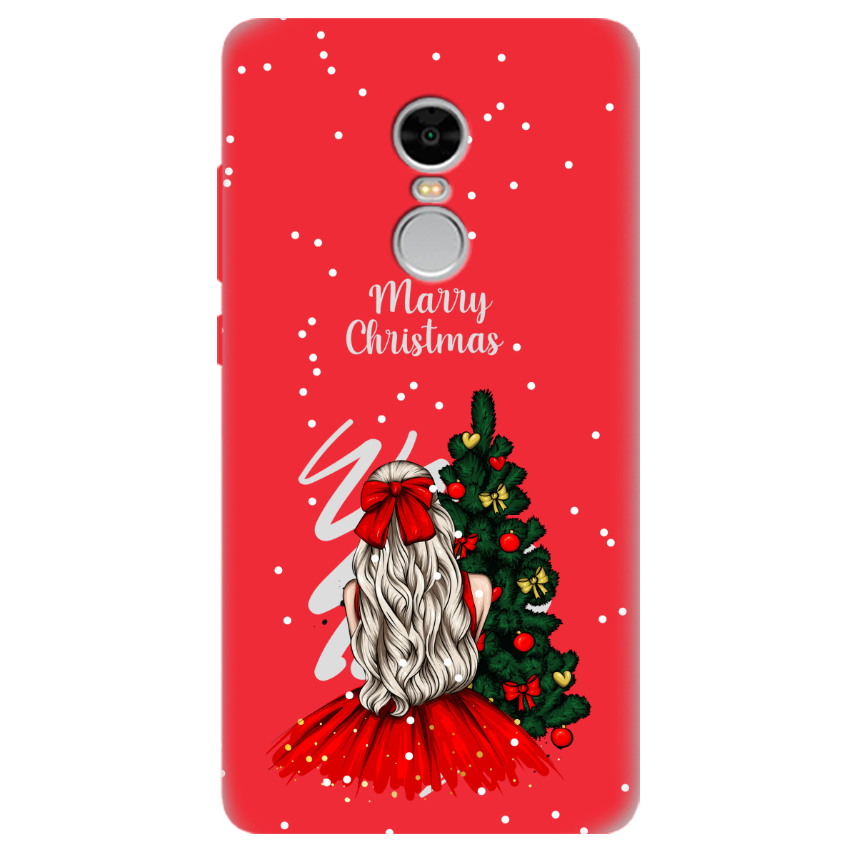 Чехол для Xiaomi Redmi Note 4 ярко-красный матовый soft touch Beautiful christmas - фото 1 - Чехлы для телефонов
