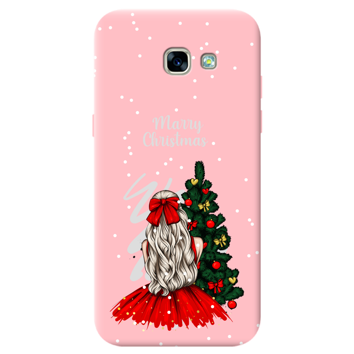 Чехол для Samsung Galaxy A5 2017 нежно-розовый матовый soft touch Beautiful christmas - фото 1 Чехол для Samsung Galaxy A5 2017 нежно-розовый матовый soft touch Beautiful christmas - фото 1 - Чехлы для телефонов