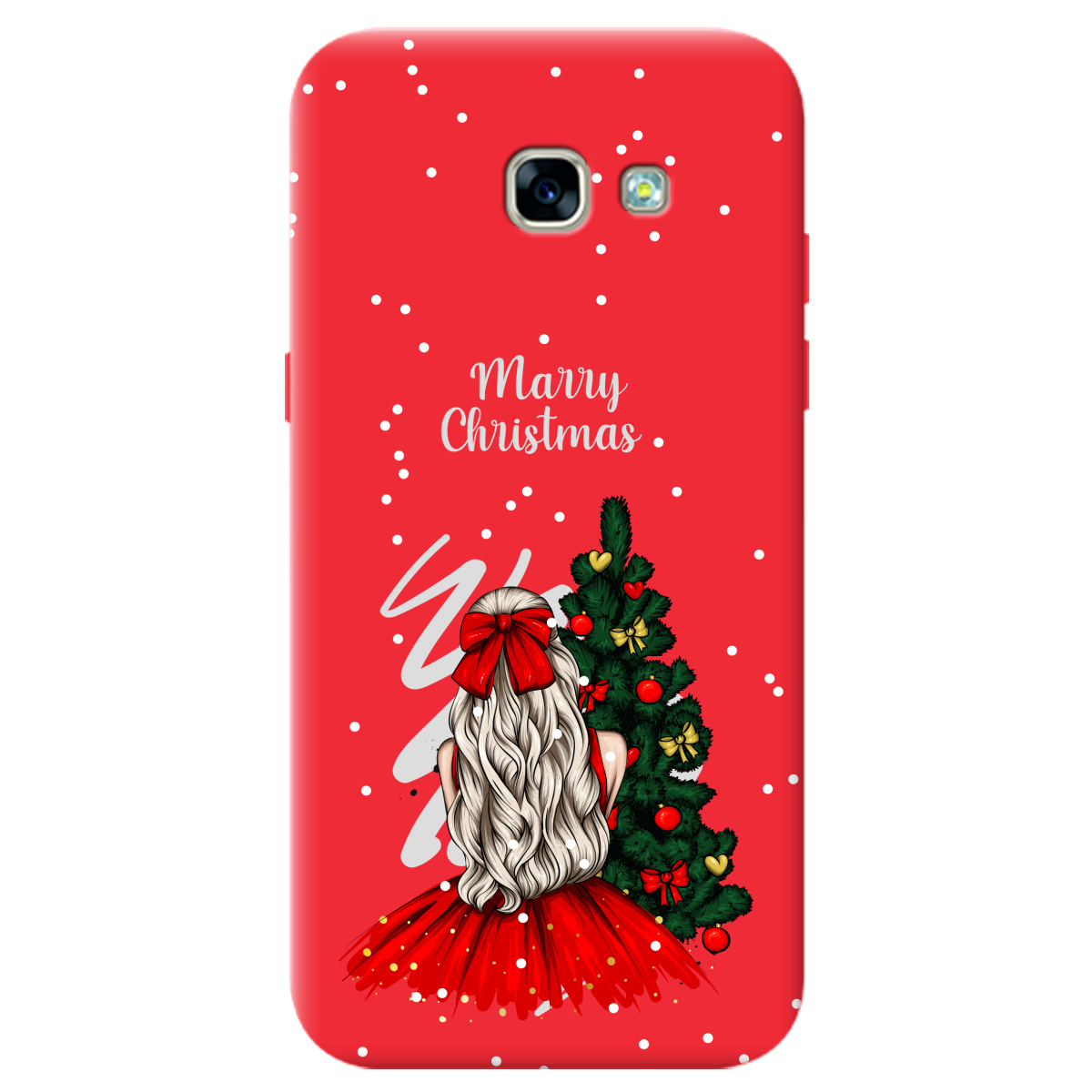 Чехол для Samsung Galaxy A5 2017 ярко-красный матовый soft touch Beautiful christmas - фото 1 Чехол для Samsung Galaxy A5 2017 ярко-красный матовый soft touch Beautiful christmas - фото 1 - Чехлы для телефонов
