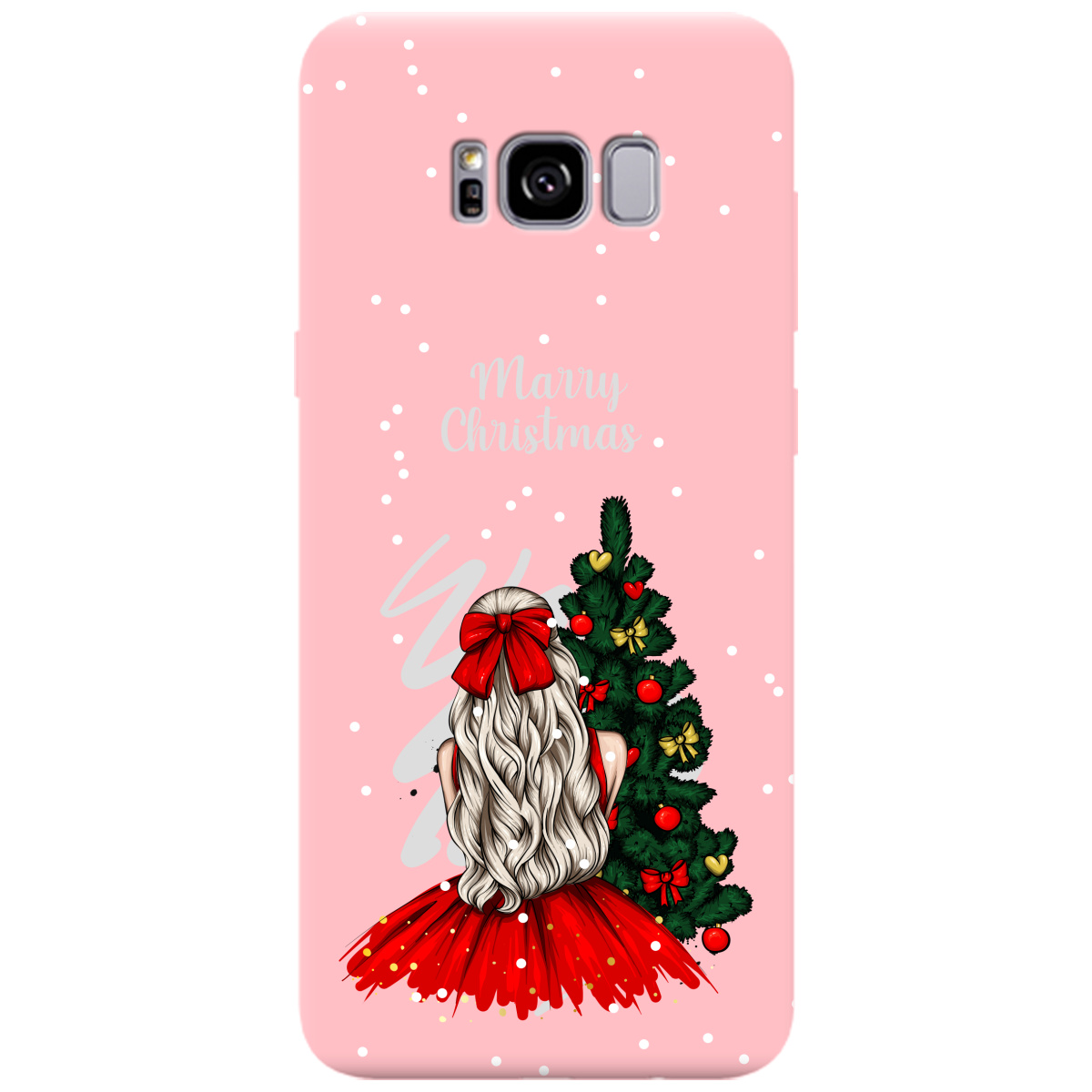Чехол для Samsung Galaxy S8 Plus нежно-розовый матовый soft touch Beautiful christmas - фото 1 - Чехлы для телефонов