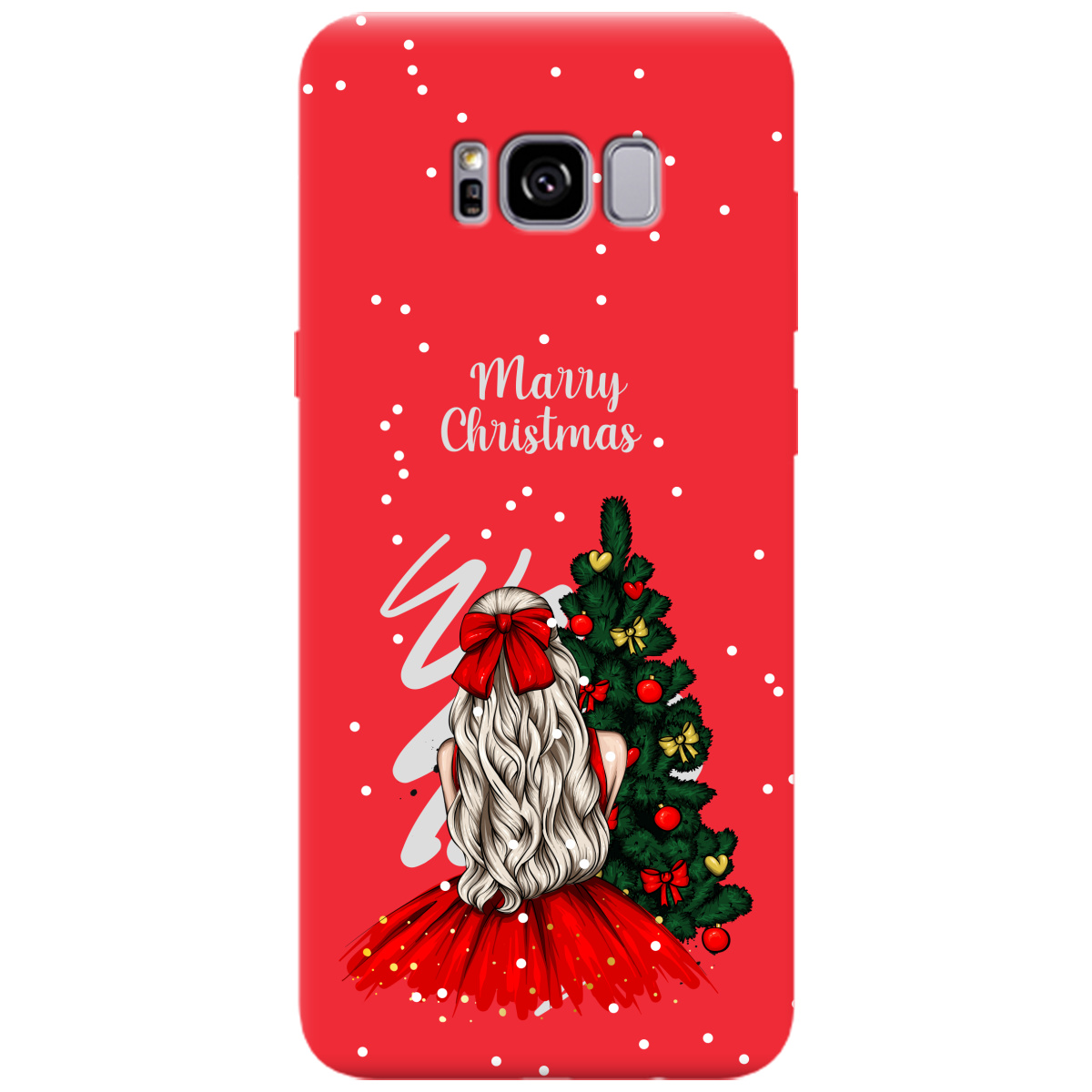 Чохол для Samsung Galaxy S8 Plus яскраво-червоний матовий soft touch Beautiful christmas - фото 1 - Чохли для телефонів