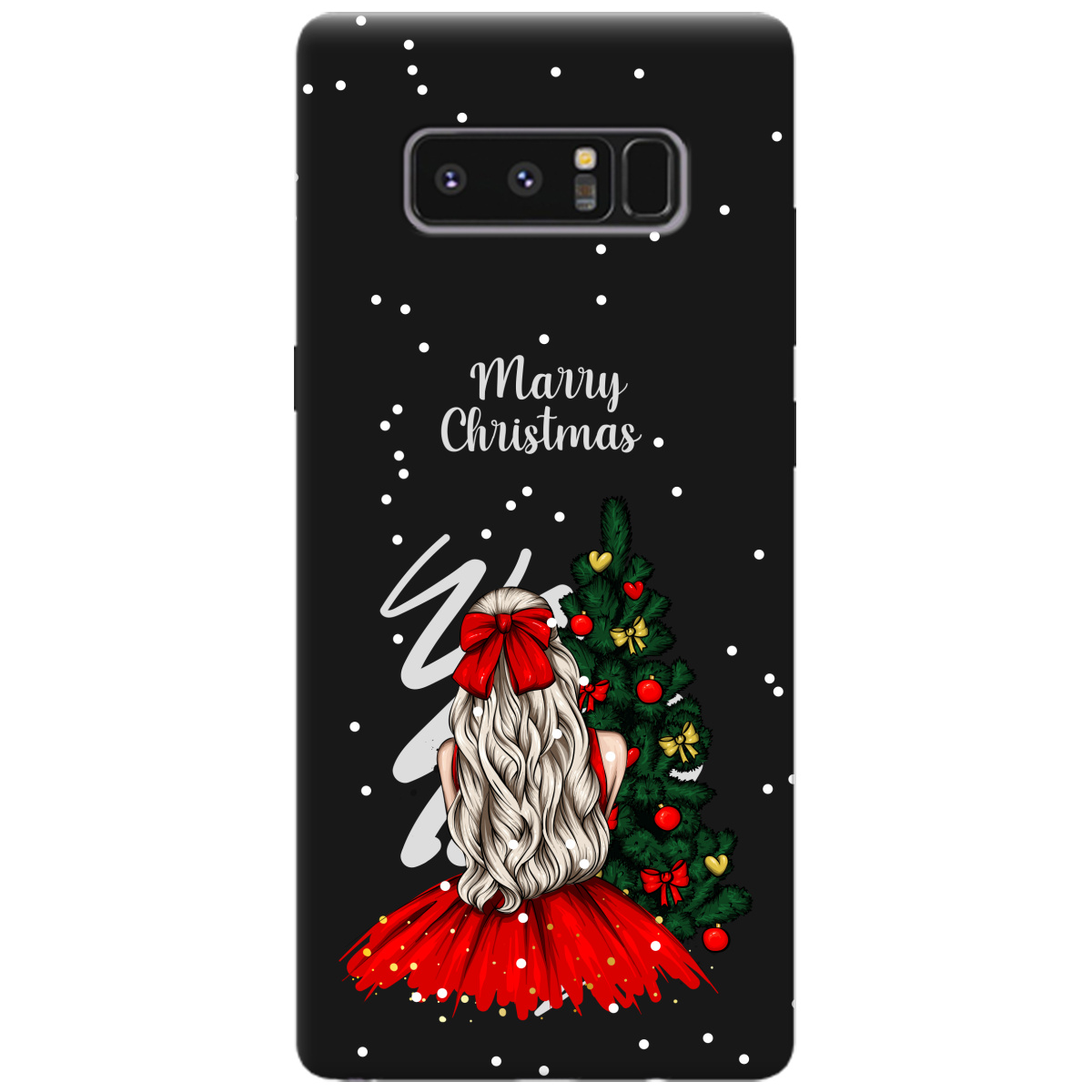 Чехол для Samsung Galaxy Note 8 черный матовый soft touch Beautiful christmas - фото 1 - Чехлы для телефонов