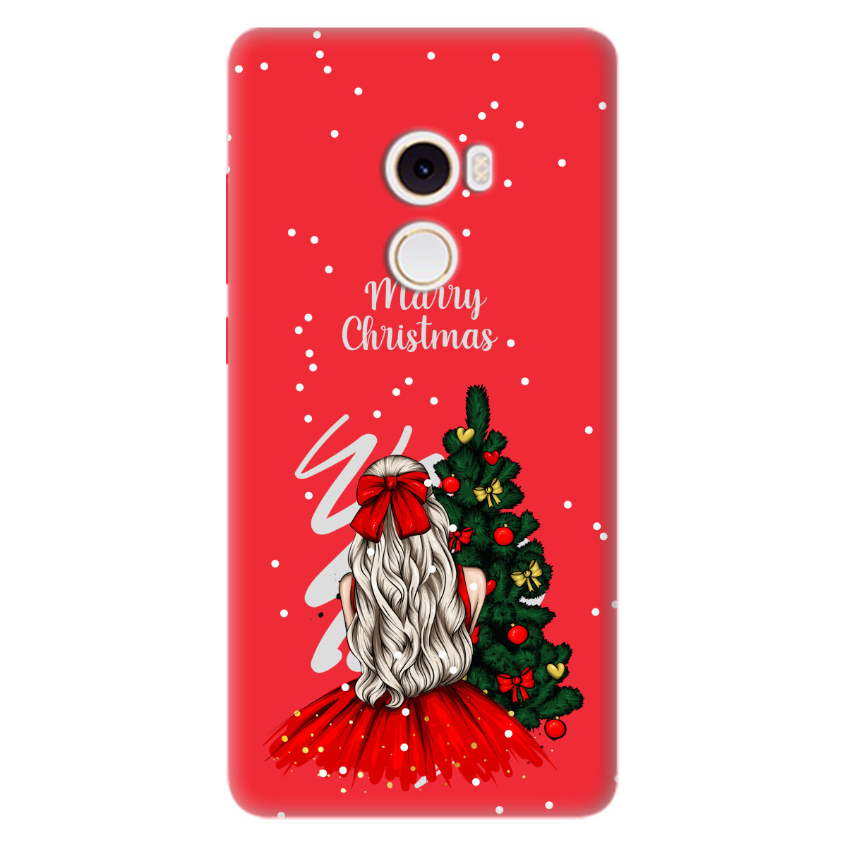 Чохол для Xiaomi Mi Mix 2 яскраво-червоний матовий soft touch Beautiful christmas - фото 1 - Чохли для телефонів
