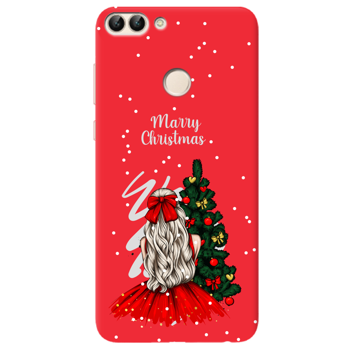 Чехол для Huawei P Smart ярко-красный матовый soft touch Beautiful christmas - фото 1 - Чехлы для телефонов