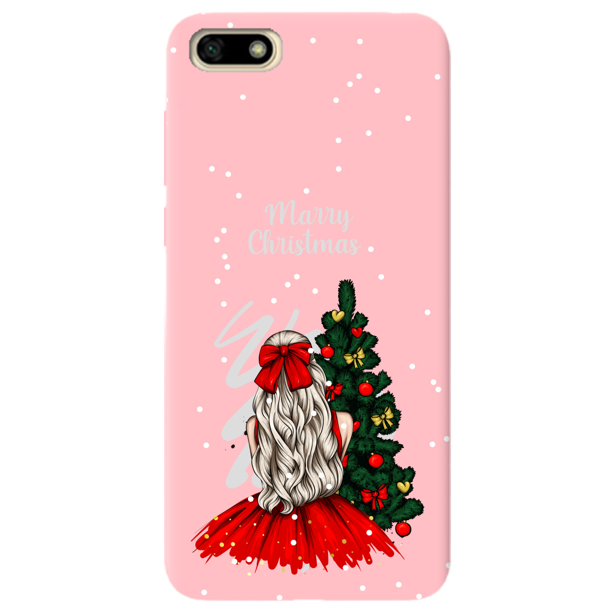 Чохол для Huawei Y5 2018 ніжно-рожевий матовий soft touch Beautiful christmas - фото 1 Чохол для Huawei Y5 2018 ніжно-рожевий матовий soft touch Beautiful christmas - фото 1 - Чохли для телефонів