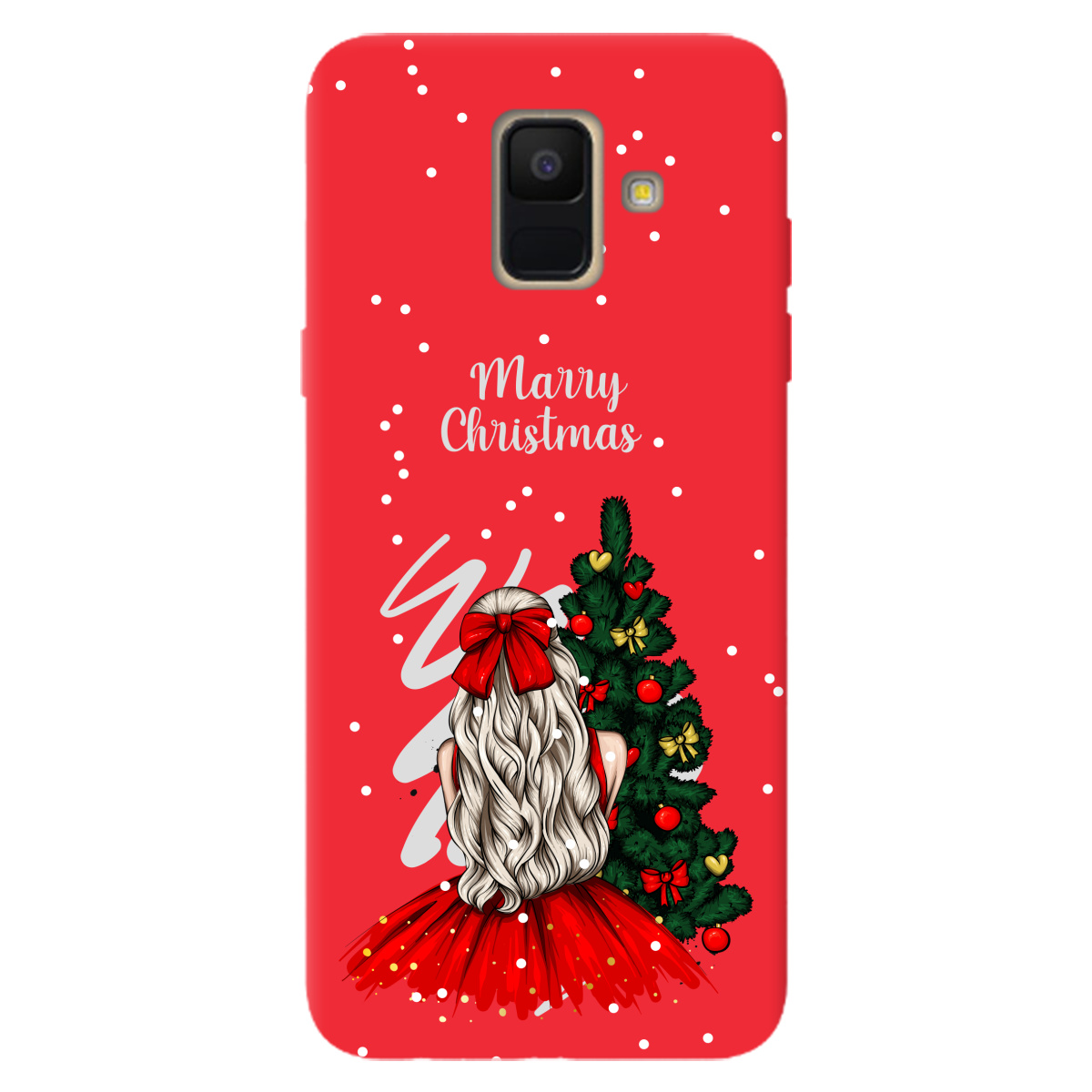 Чехол для Samsung Galaxy A6 2018 ярко-красный матовый soft touch Beautiful christmas - фото 1 Чехол для Samsung Galaxy A6 2018 ярко-красный матовый soft touch Beautiful christmas - фото 1 - Чехлы для телефонов