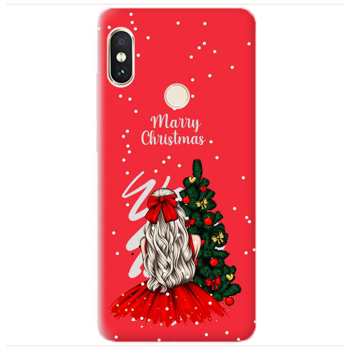 Чохол для Xiaomi Redmi Note 5 яскраво-червоний матовий soft touch Beautiful christmas - фото 1 - Чохли для телефонів
