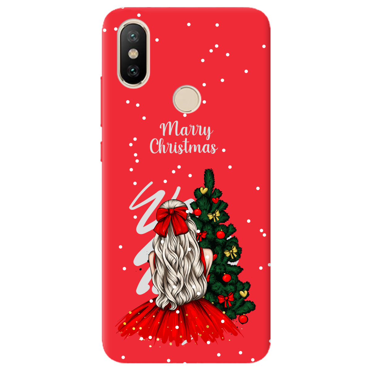 Чехол для Xiaomi Mi A2 Mi 6X ярко-красный матовый soft touch Beautiful christmas - фото 1 - Чехлы для телефонов