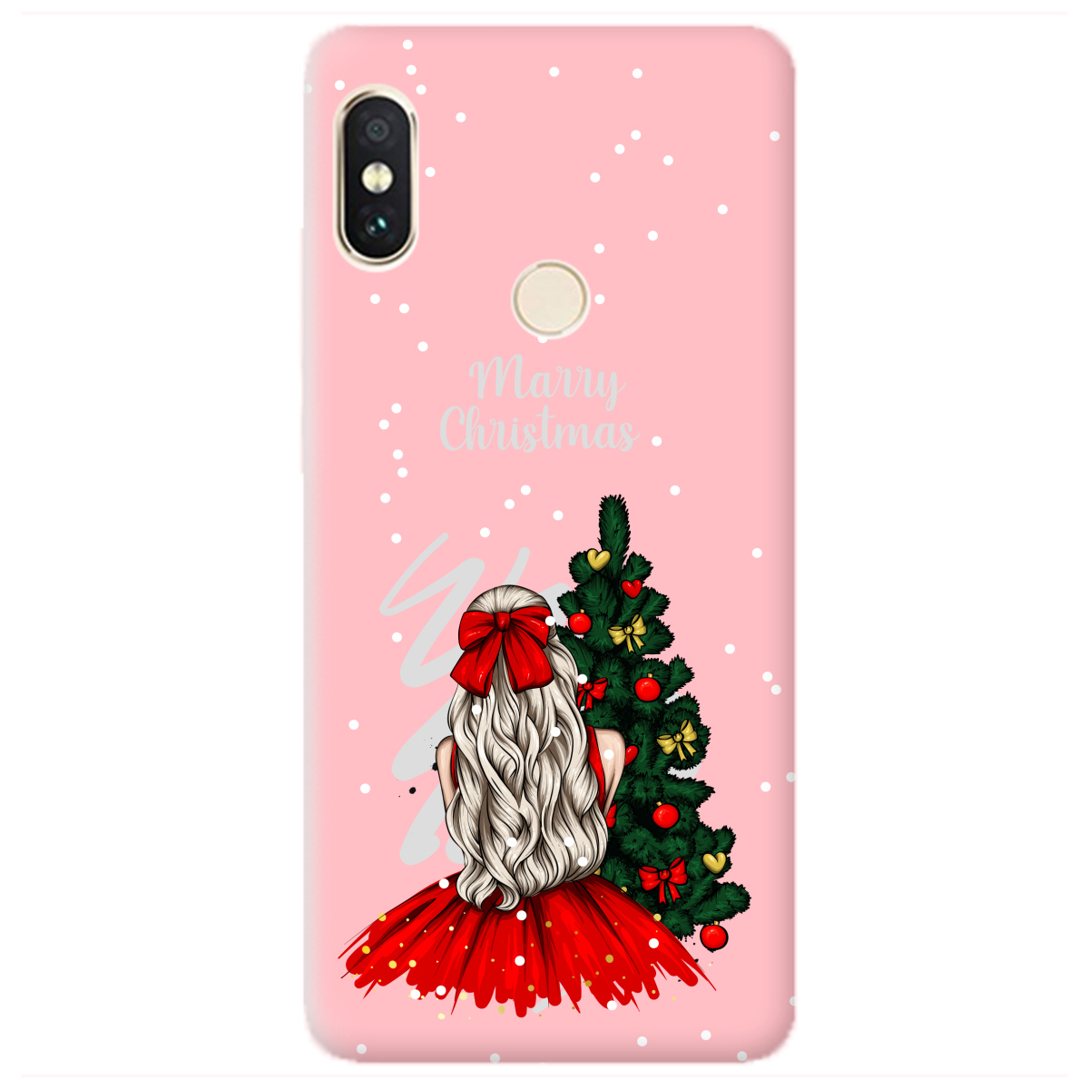 Чохол для Xiaomi Redmi Note 5 ніжно-рожевий матовий soft touch Beautiful christmas - фото 1 - Чохли для телефонів