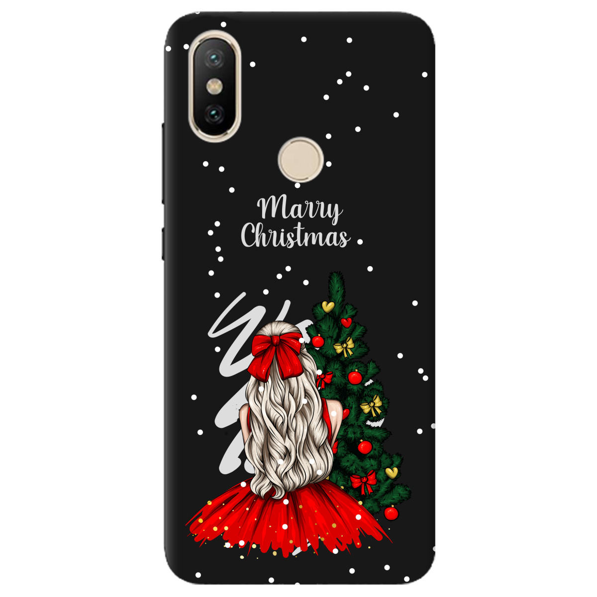 Чохол для Xiaomi Mi A2 Mi 6X чорний матовий soft touch Beautiful christmas - фото 1 - Чохли для телефонів
