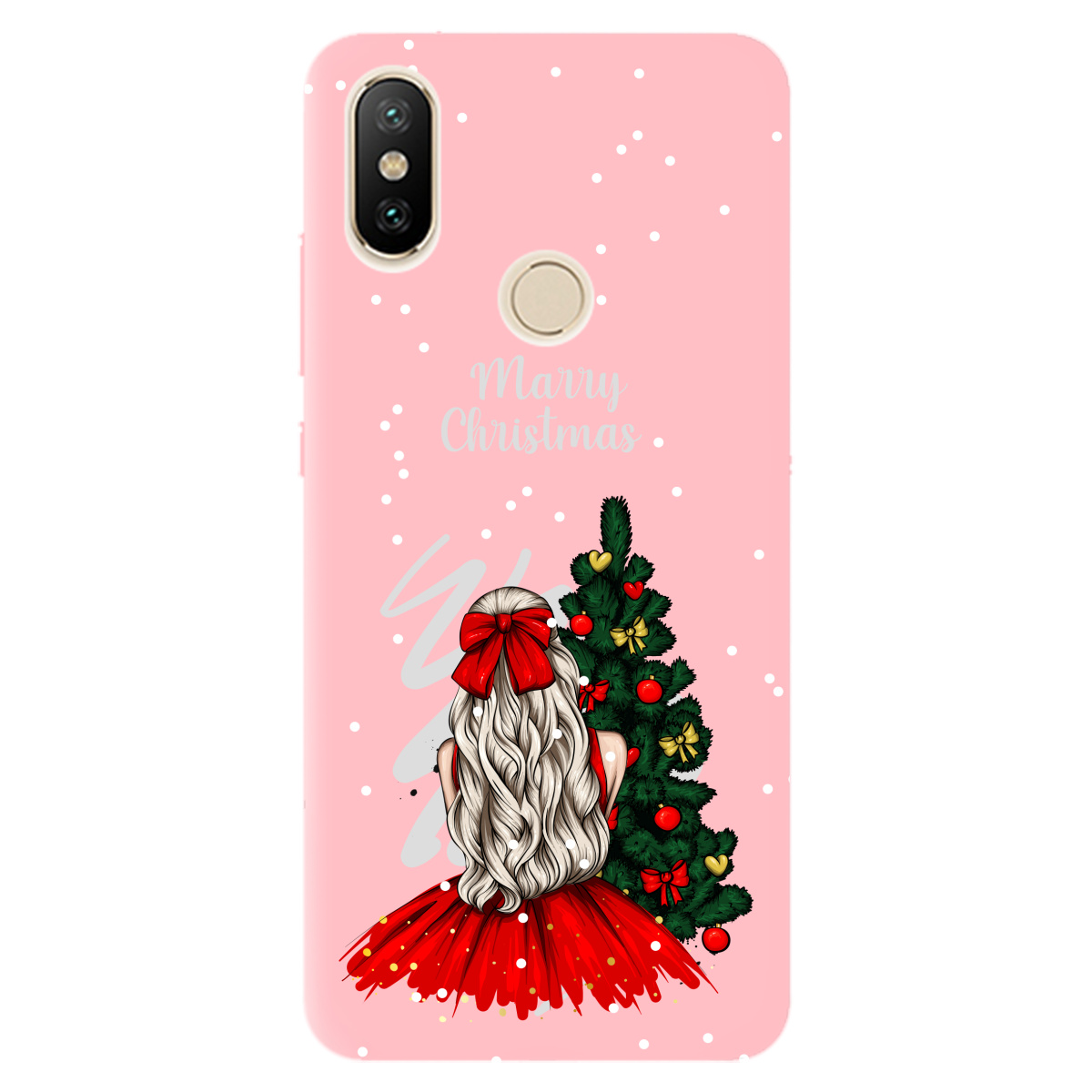 Чехол для Xiaomi Mi A2 Lite нежно-розовый матовый soft touch Beautiful christmas - фото 1 - Чехлы для телефонов