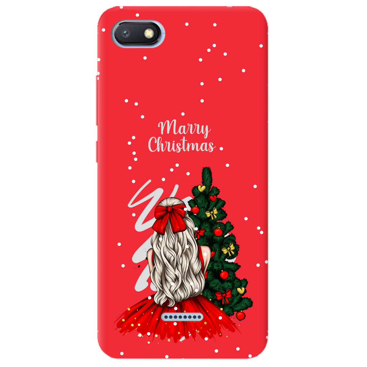 Чехол для Xiaomi Redmi 6A ярко-красный матовый soft touch Beautiful christmas - фото 1 - Чехлы для телефонов