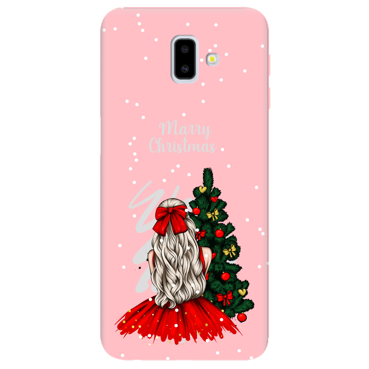 Чохол для Samsung Galaxy J6 Plus 2018 ніжно-рожевий матовий soft touch Beautiful christmas - фото 1 - Чохли для телефонів