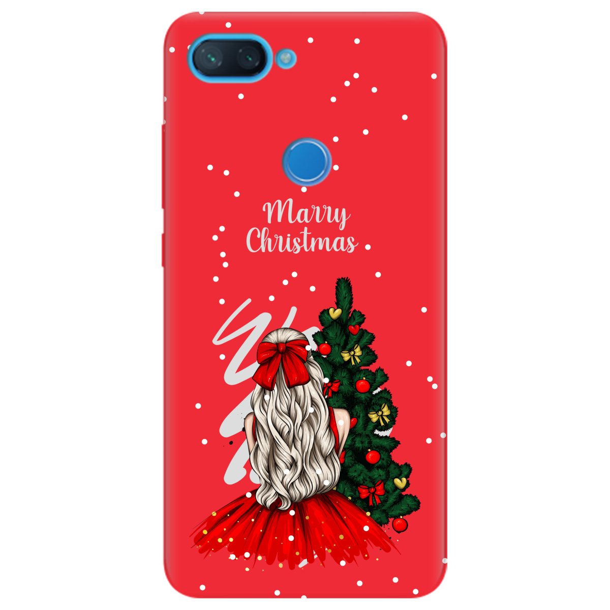 Чохол для Xiaomi Mi 8 Lite яскраво-червоний матовий soft touch Beautiful christmas - фото 1 Чохол для Xiaomi Mi 8 Lite яскраво-червоний матовий soft touch Beautiful christmas - фото 1 - Чохли для телефонів