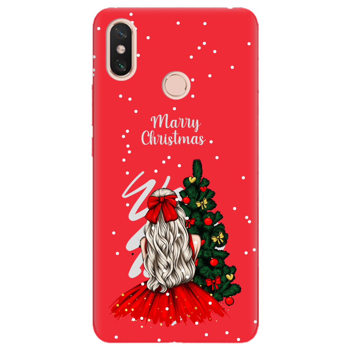 Чохол для Xiaomi Mi Max 3 яскраво-червоний матовий soft touch Beautiful christmas - фото 1 - Чохли для телефонів
