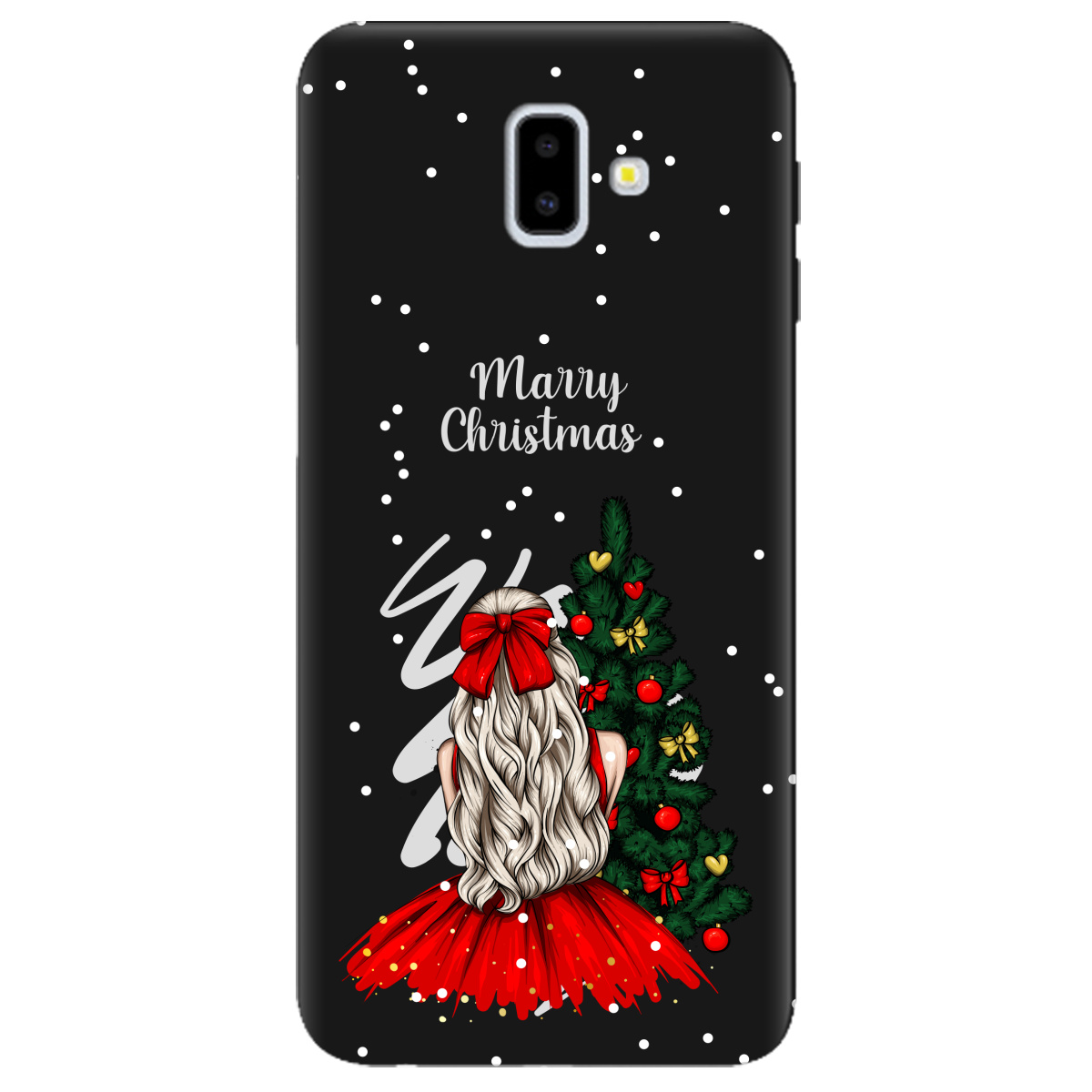 Чохол для Samsung Galaxy J6 Plus 2018 чорний матовий soft touch Beautiful christmas - фото 1 - Чохли для телефонів