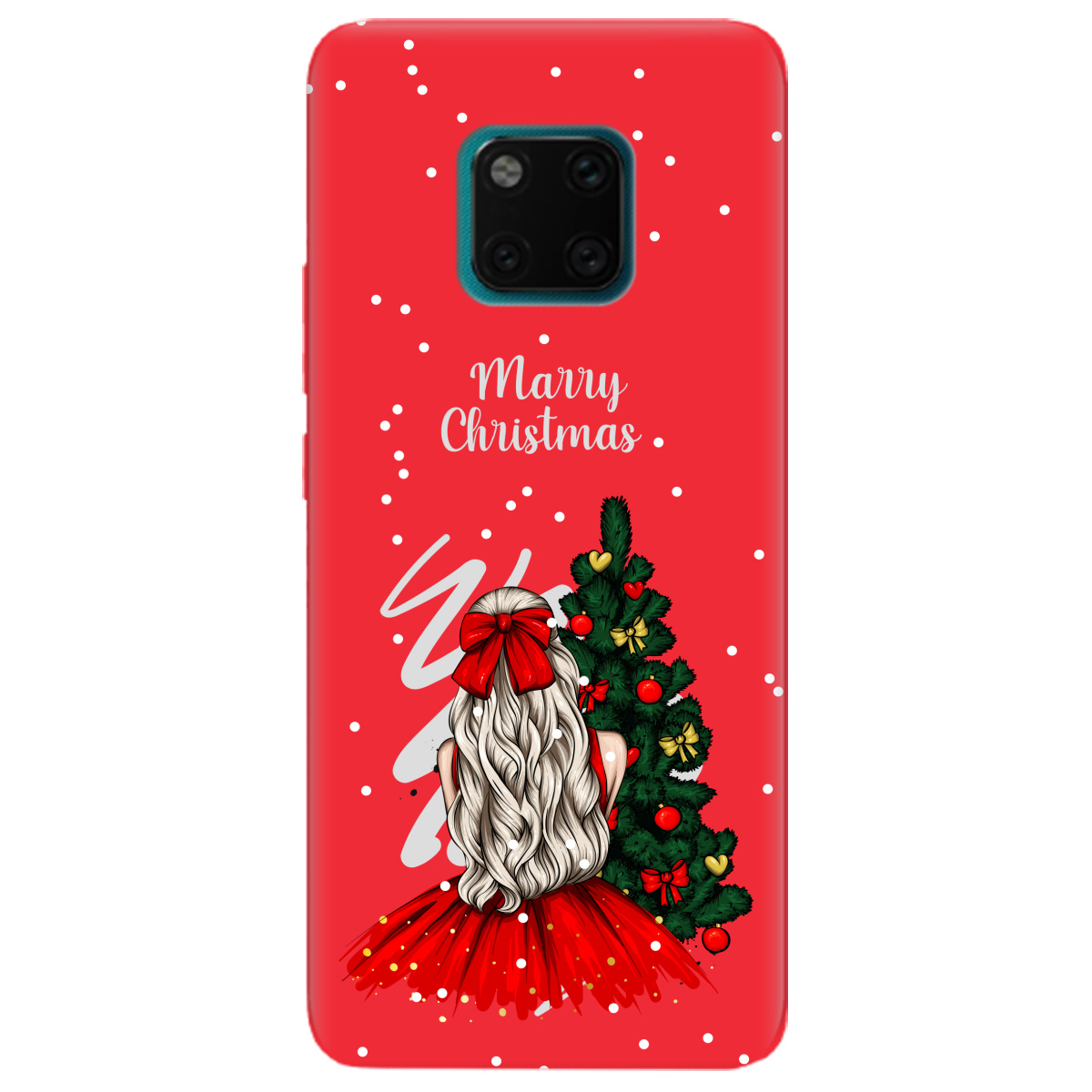 Чехол для Huawei Mate 20 Pro ярко-красный матовый soft touch Beautiful christmas - фото 1 - Чехлы для телефонов