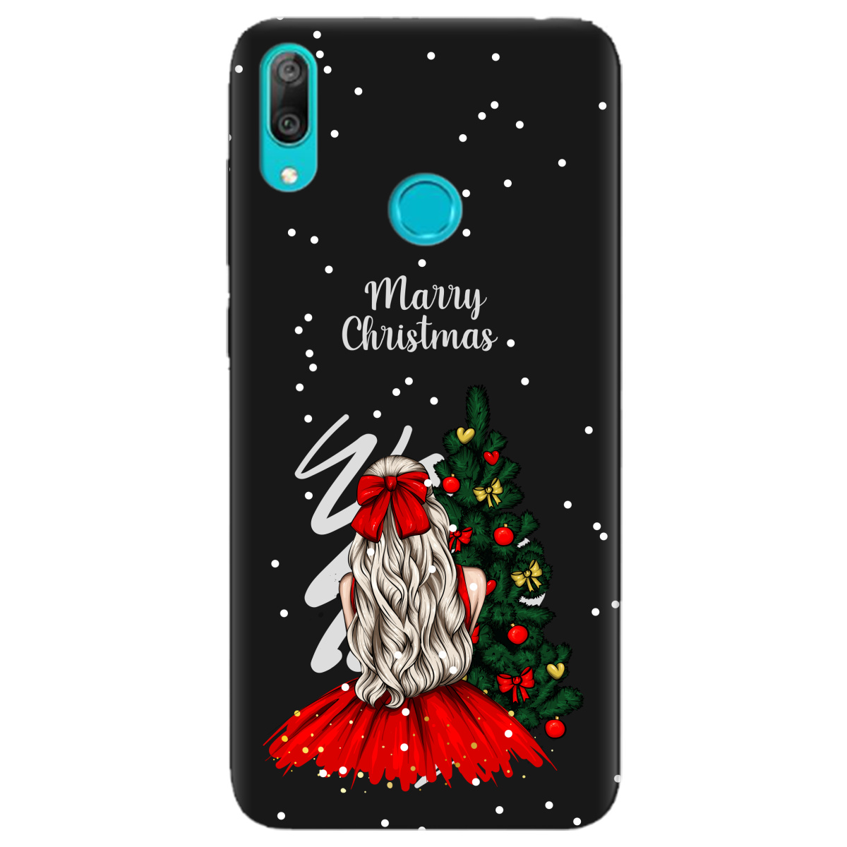 Чохол для Huawei Y7 2019 чорний матовий soft touch Beautiful christmas - фото 1 Чохол для Huawei Y7 2019 чорний матовий soft touch Beautiful christmas - фото 1 - Чохли для телефонів