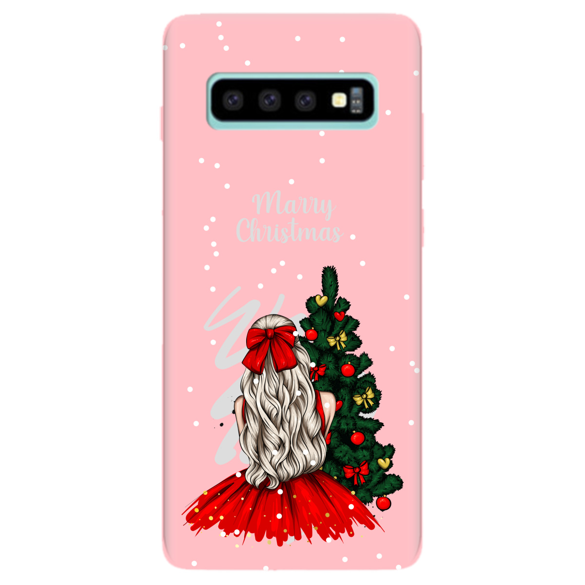 Чохол для Samsung Galaxy S10 Plus ніжно-рожевий матовий soft touch Beautiful christmas - фото 1 - Чохли для телефонів