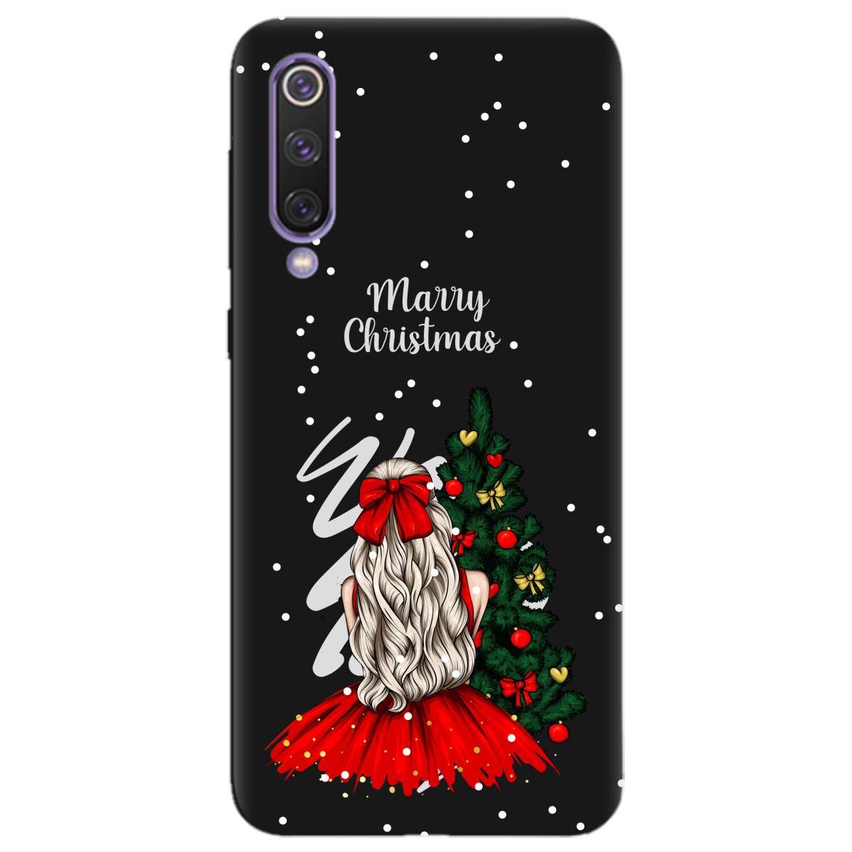Чехол для Xiaomi Mi 9 SE черный матовый soft touch Beautiful christmas - фото 1 - Чехлы для телефонов