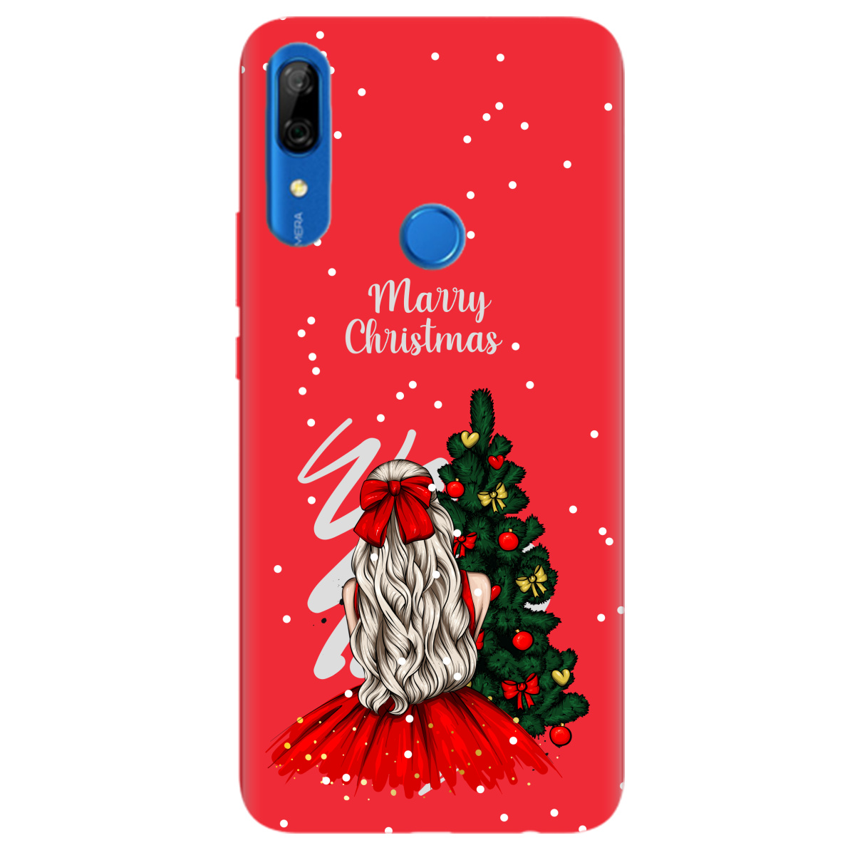 Чехол для Huawei P Smart Z ярко-красный матовый soft touch Beautiful christmas - фото 1 Чехол для Huawei P Smart Z ярко-красный матовый soft touch Beautiful christmas - фото 1 - Чехлы для телефонов