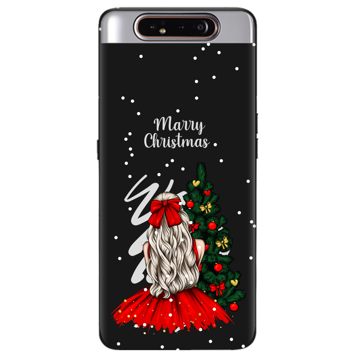 Чехол для Samsung Galaxy A80 черный матовый soft touch Beautiful christmas - фото 1 - Чехлы для телефонов