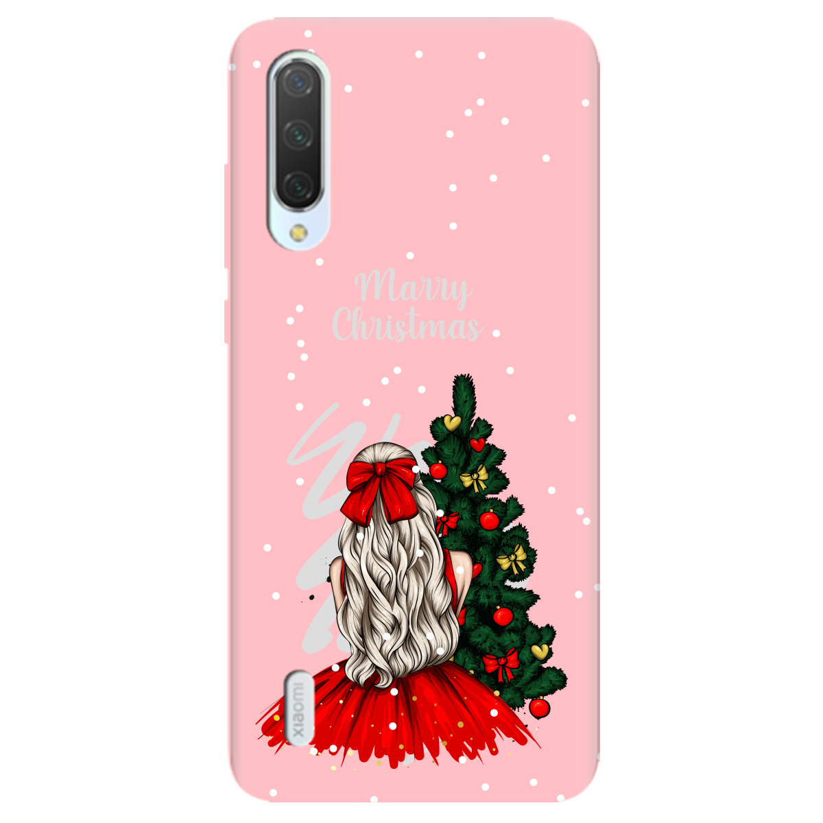 Чехол для Xiaomi Mi A3 нежно-розовый матовый soft touch Beautiful christmas - фото 1 - Чехлы для телефонов