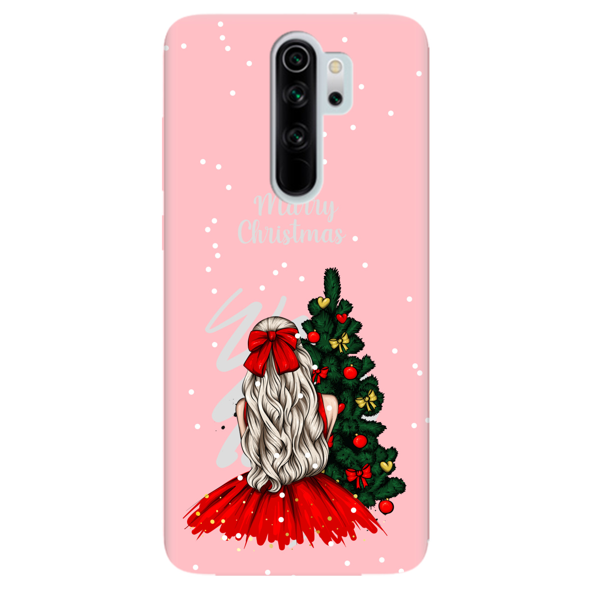 Чохол для Xiaomi Redmi Note 8 Pro ніжно-рожевий матовий soft touch Beautiful christmas - фото 1 - Чохли для телефонів