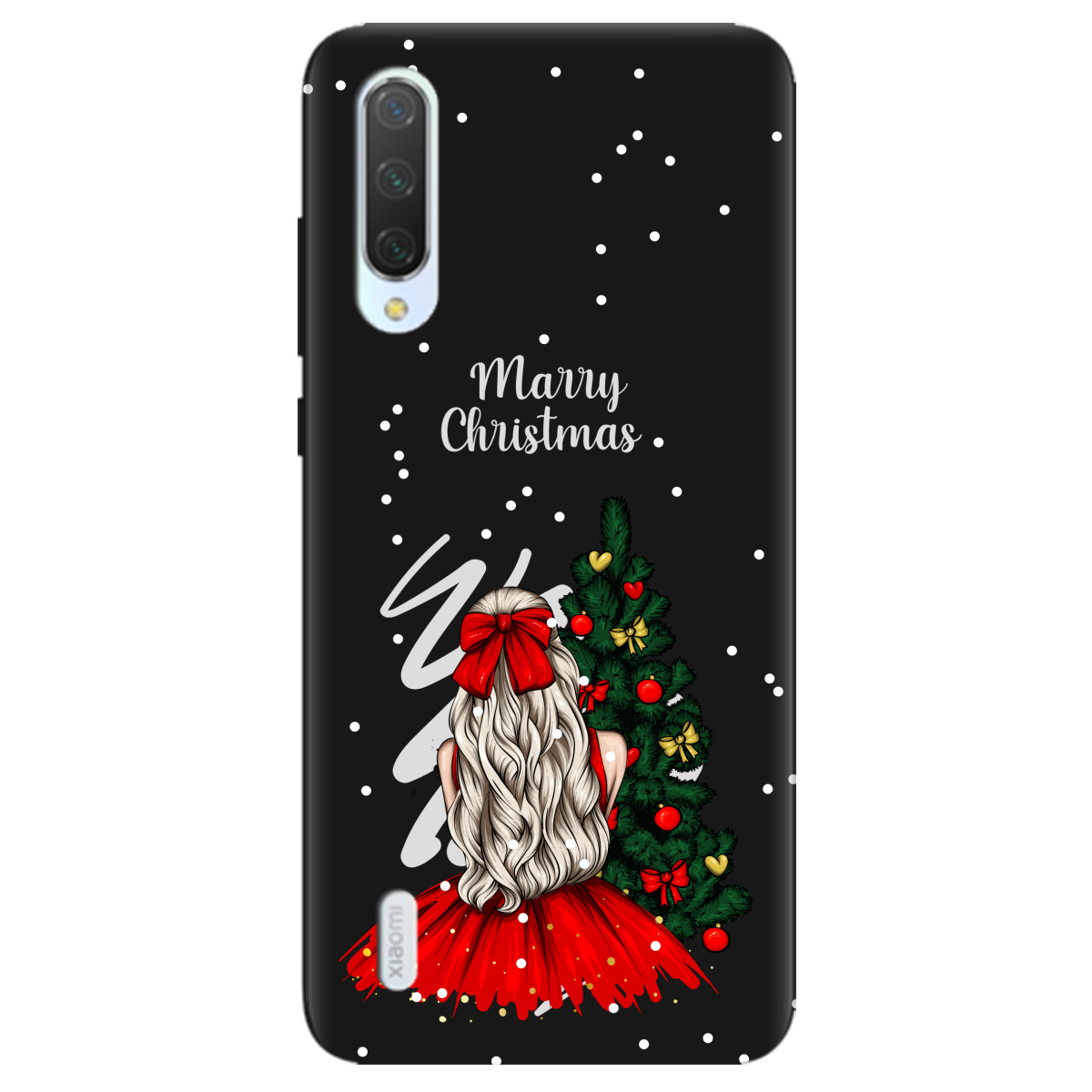 Чехол для Xiaomi Mi 9 Lite черный матовый soft touch Beautiful christmas - фото 1 - Чехлы для телефонов