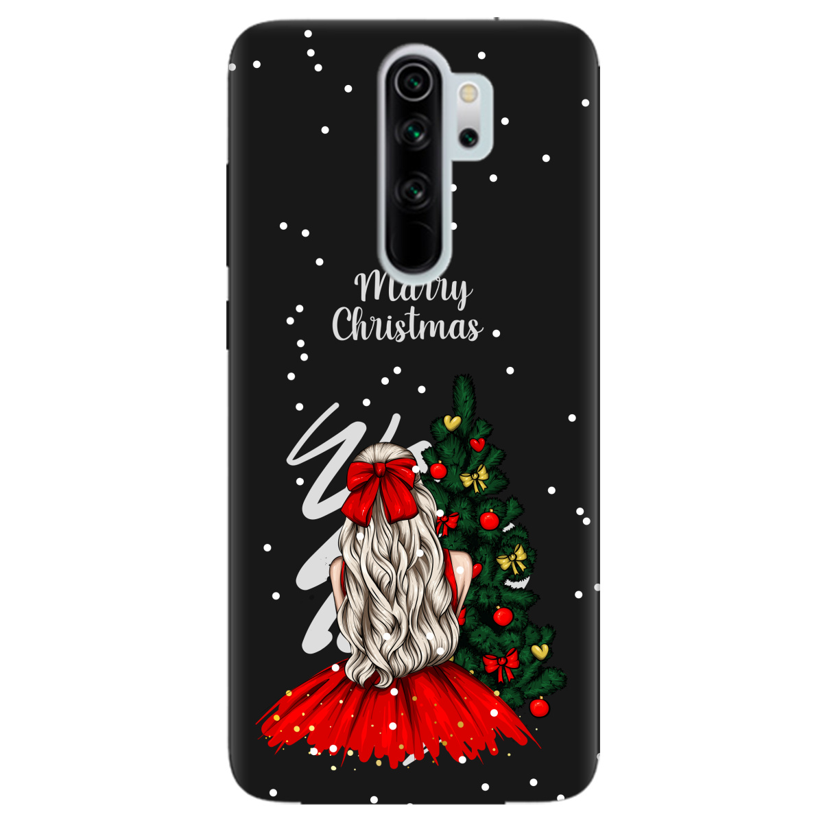 Чехол для Xiaomi Redmi Note 8 Pro черный матовый soft touch Beautiful christmas - фото 1 - Чехлы для телефонов