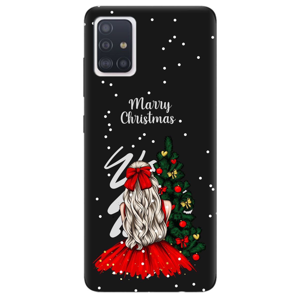 Чехол для Samsung Galaxy A71 черный матовый soft touch Beautiful christmas - фото 1 Чехол для Samsung Galaxy A71 черный матовый soft touch Beautiful christmas - фото 1 - Чехлы для телефонов