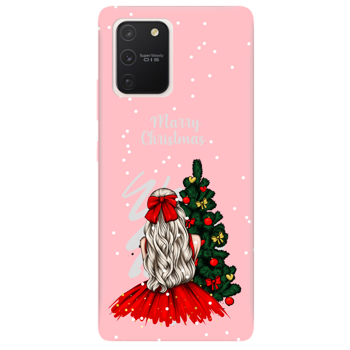 Чехол для Samsung Galaxy S10 Lite нежно-розовый матовый soft touch Beautiful christmas - фото 1 - Чехлы для телефонов