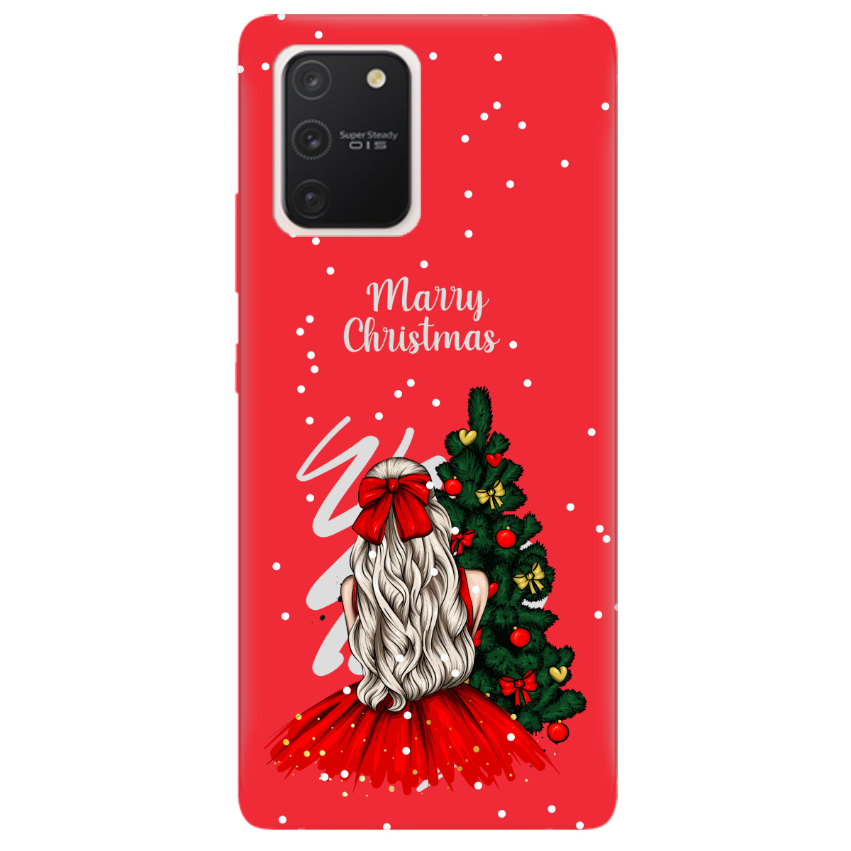 Чохол для Samsung Galaxy S10 Lite яскраво-червоний матовий soft touch Beautiful christmas - фото 1 - Чохли для телефонів