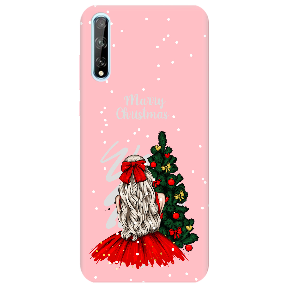Чехол для Huawei P Smart S нежно-розовый матовый soft touch Beautiful christmas - фото 1 - Чехлы для телефонов