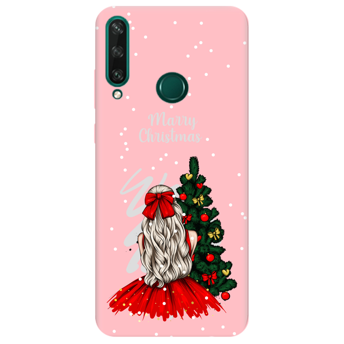 Чохол для Huawei Y6p ніжно-рожевий матовий soft touch Beautiful christmas - фото 1 Чохол для Huawei Y6p ніжно-рожевий матовий soft touch Beautiful christmas - фото 1 - Чохли для телефонів