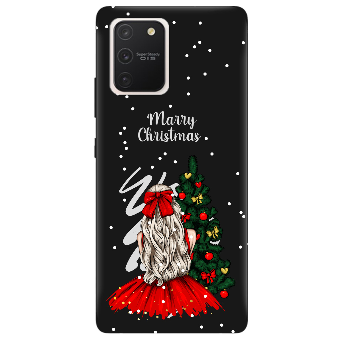 Чехол для Samsung Galaxy S10 Lite черный матовый soft touch Beautiful christmas - фото 1 - Чехлы для телефонов