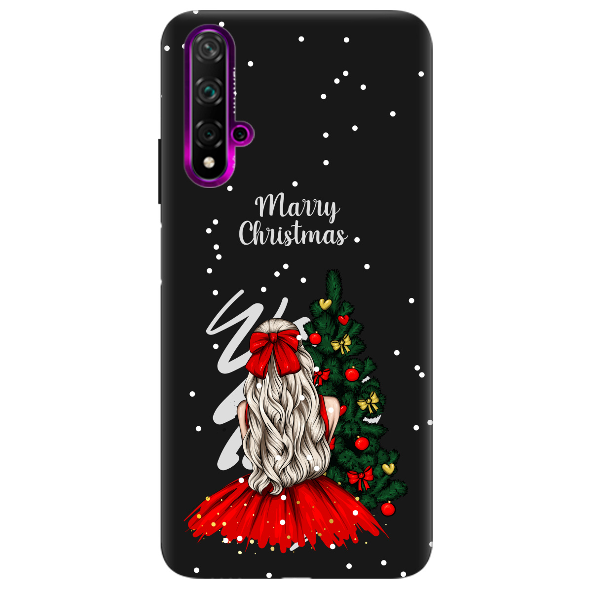 Чохол для Huawei Nova 5T чорний матовий soft touch Beautiful christmas - фото 1 - Чохли для телефонів