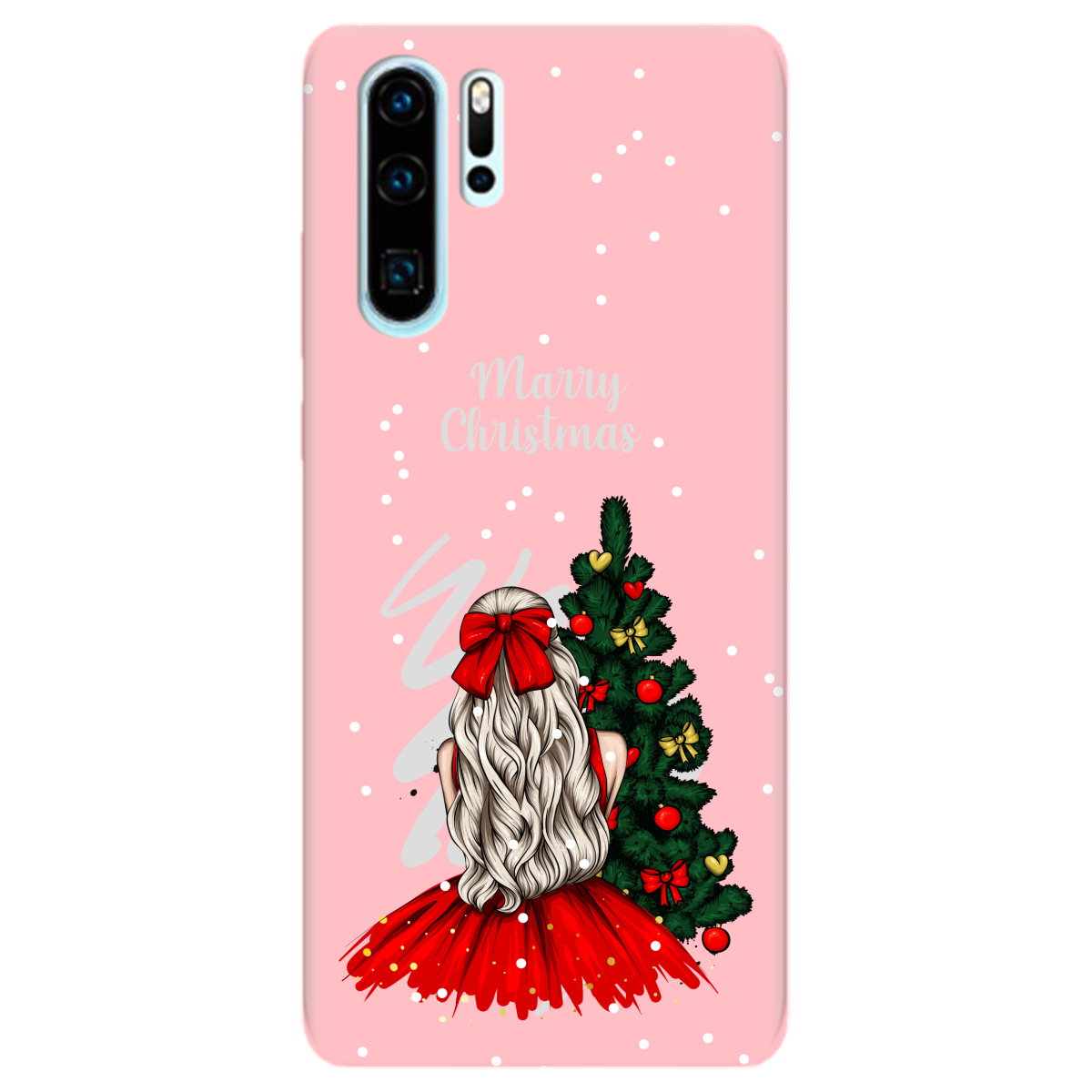 Чохол для Huawei P30 Pro ніжно-рожевий матовий soft touch Beautiful christmas - фото 1 Чохол для Huawei P30 Pro ніжно-рожевий матовий soft touch Beautiful christmas - фото 1 - Чохли для телефонів
