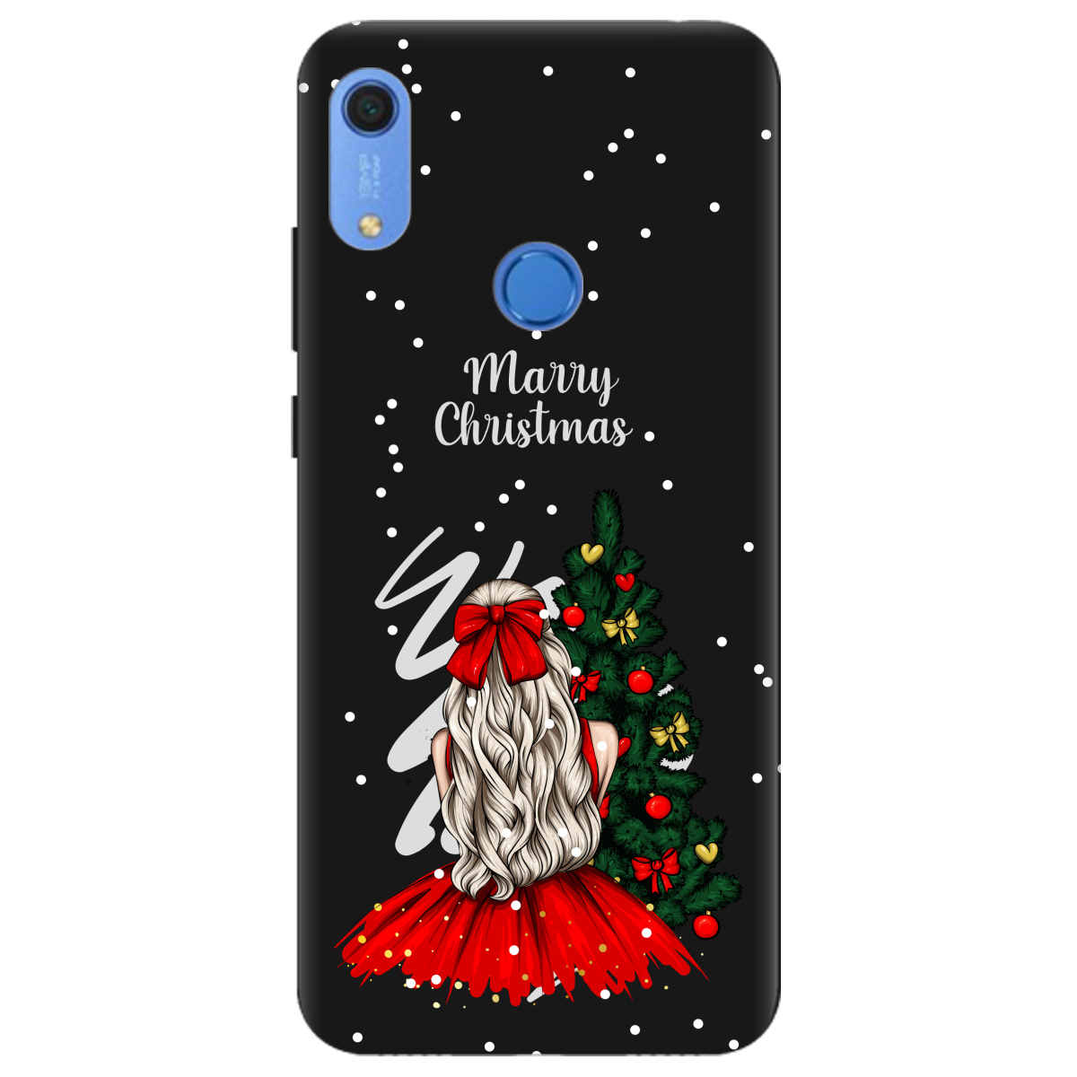 Чехол для Huawei Y6s черный матовый soft touch Beautiful christmas - фото 1 - Чехлы для телефонов