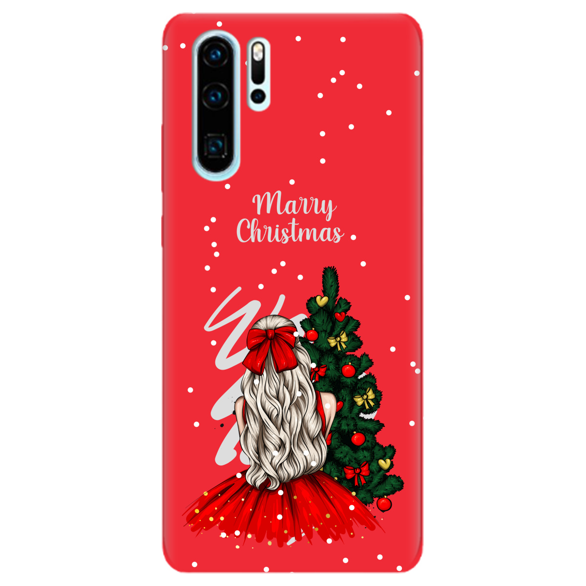 Чехол для Huawei P30 Pro ярко-красный матовый soft touch Beautiful christmas - фото 1 - Чехлы для телефонов