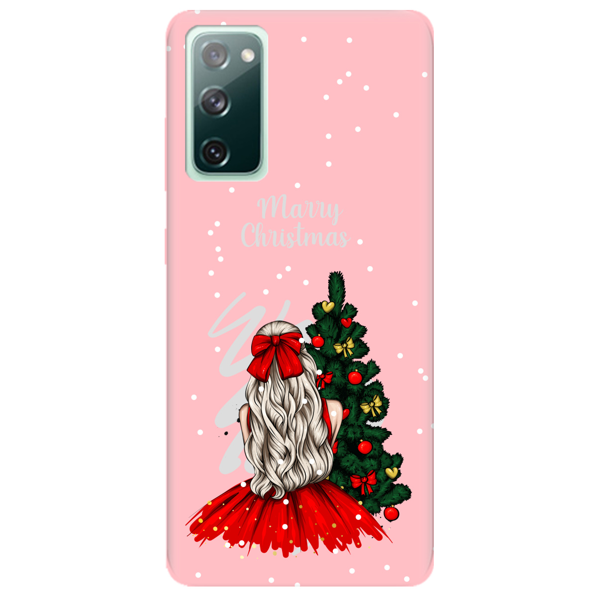 Чохол для Samsung Galaxy S20 FE ніжно-рожевий матовий soft touch Beautiful christmas - фото 1 - Чохли для телефонів