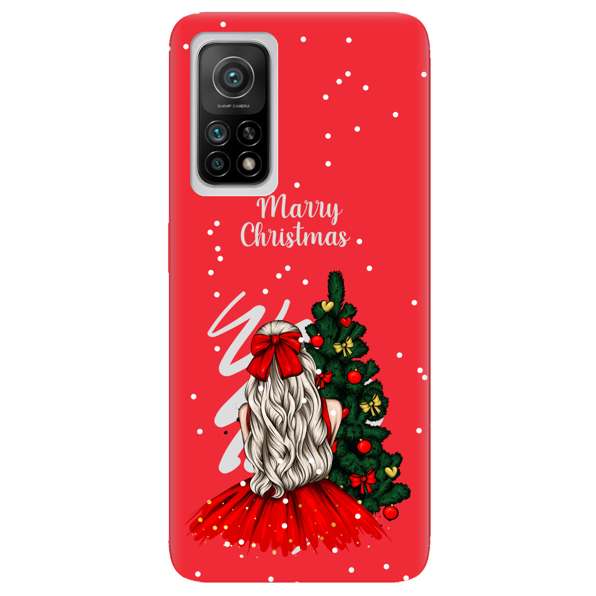 Чехол для Xiaomi Mi 10T/ Mi 10T Pro ярко-красный матовый soft touch Beautiful christmas - фото 1 Чехол для Xiaomi Mi 10T/ Mi 10T Pro ярко-красный матовый soft touch Beautiful christmas - фото 1 - Чехлы для телефонов