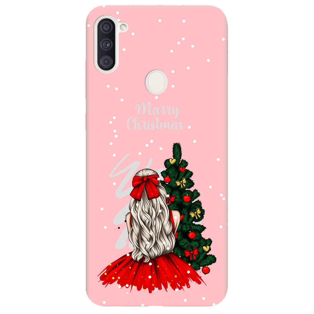 Чехол для Samsung Galaxy M11 нежно-розовый матовый soft touch Beautiful christmas - фото 1 - Чехлы для телефонов