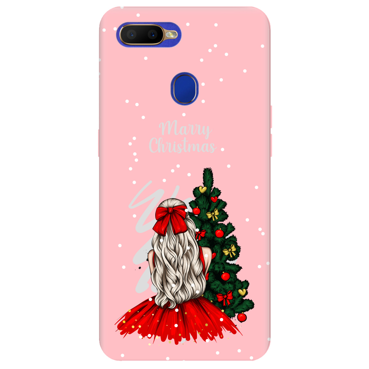 Чехол для Oppo A5s нежно-розовый матовый soft touch Beautiful christmas - фото 1 - Чехлы для телефонов