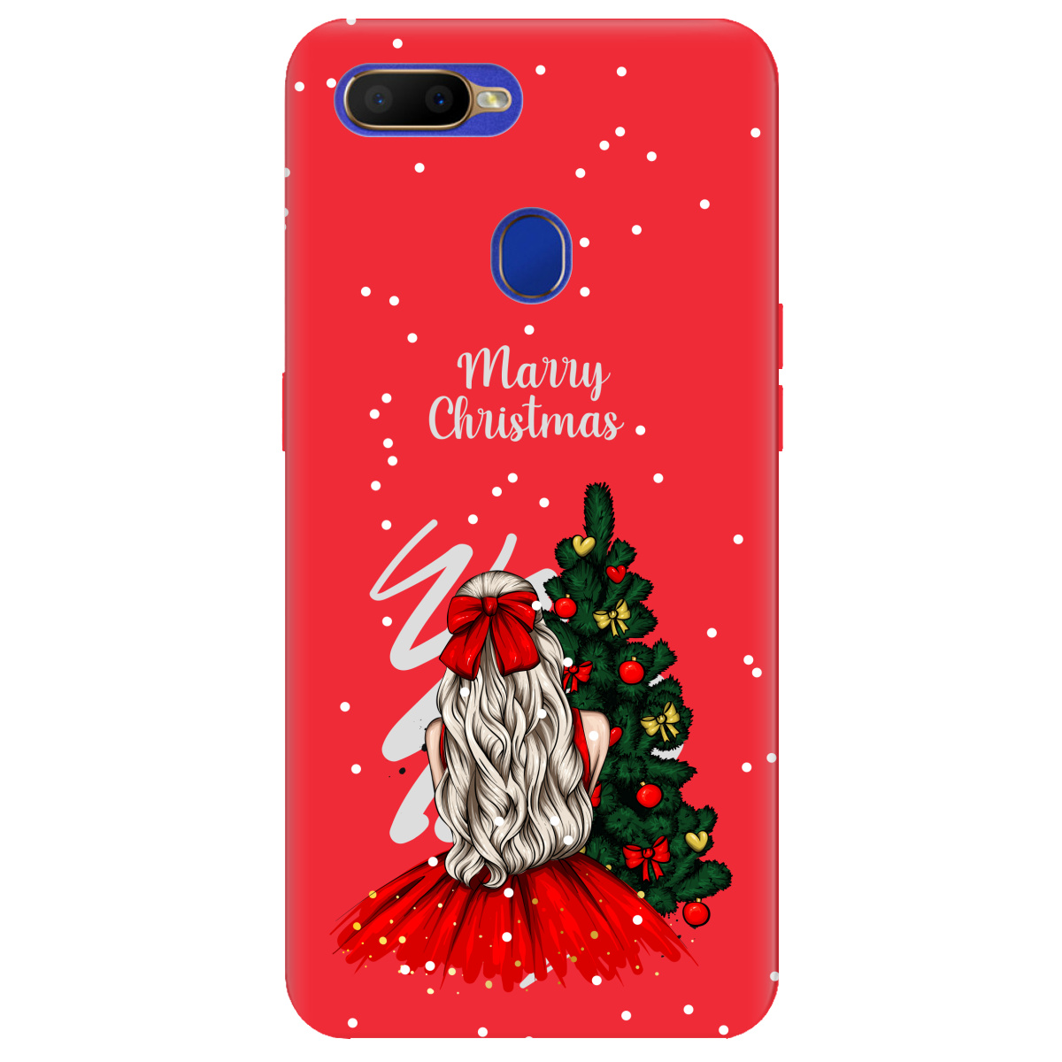 Чохол для Oppo A5s яскраво-червоний матовий soft touch Beautiful christmas - фото 1 Чохол для Oppo A5s яскраво-червоний матовий soft touch Beautiful christmas - фото 1 - Чохли для телефонів