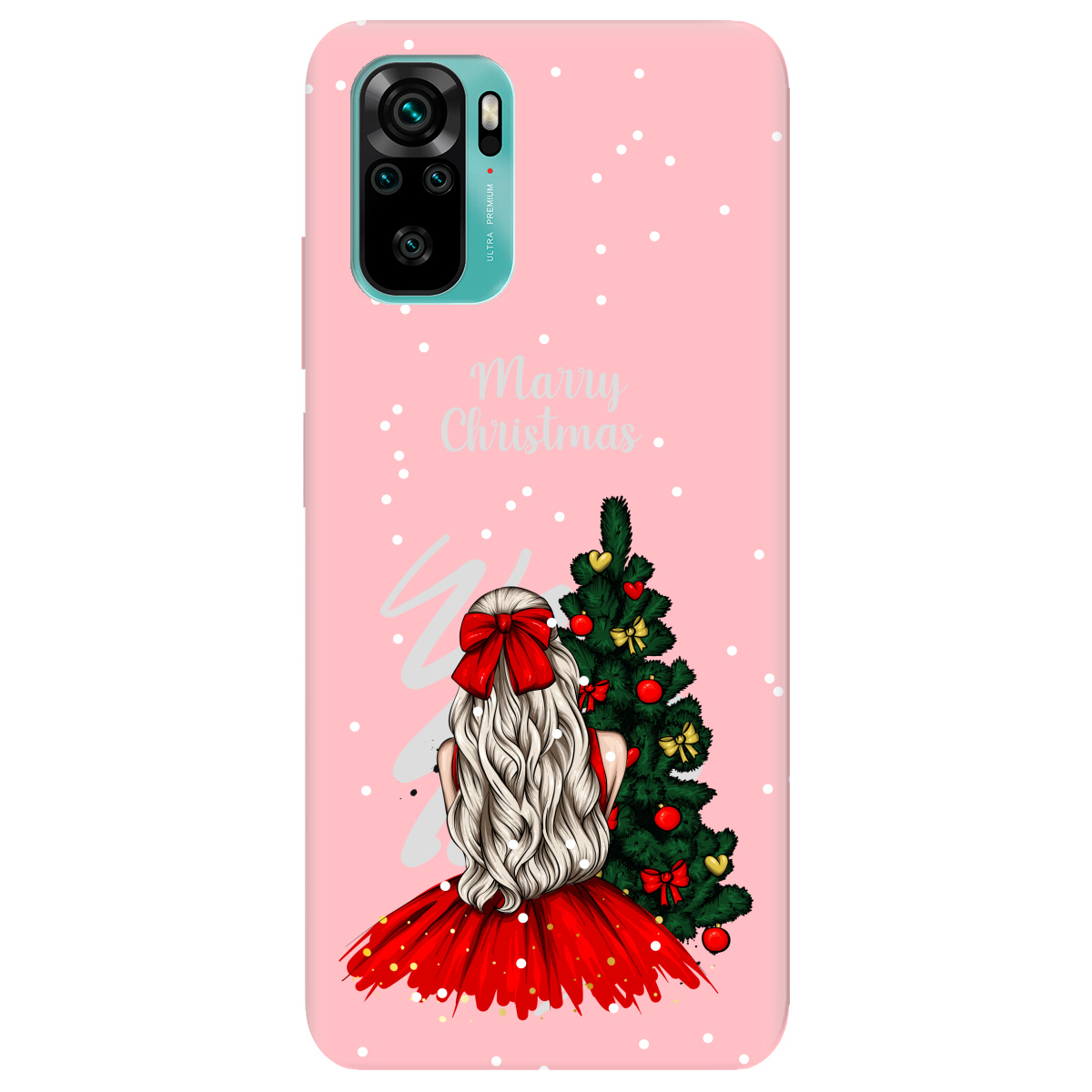 Чохол для Xiaomi Redmi Note 10s ніжно-рожевий матовий soft touch Beautiful christmas - фото 1 - Чохли для телефонів