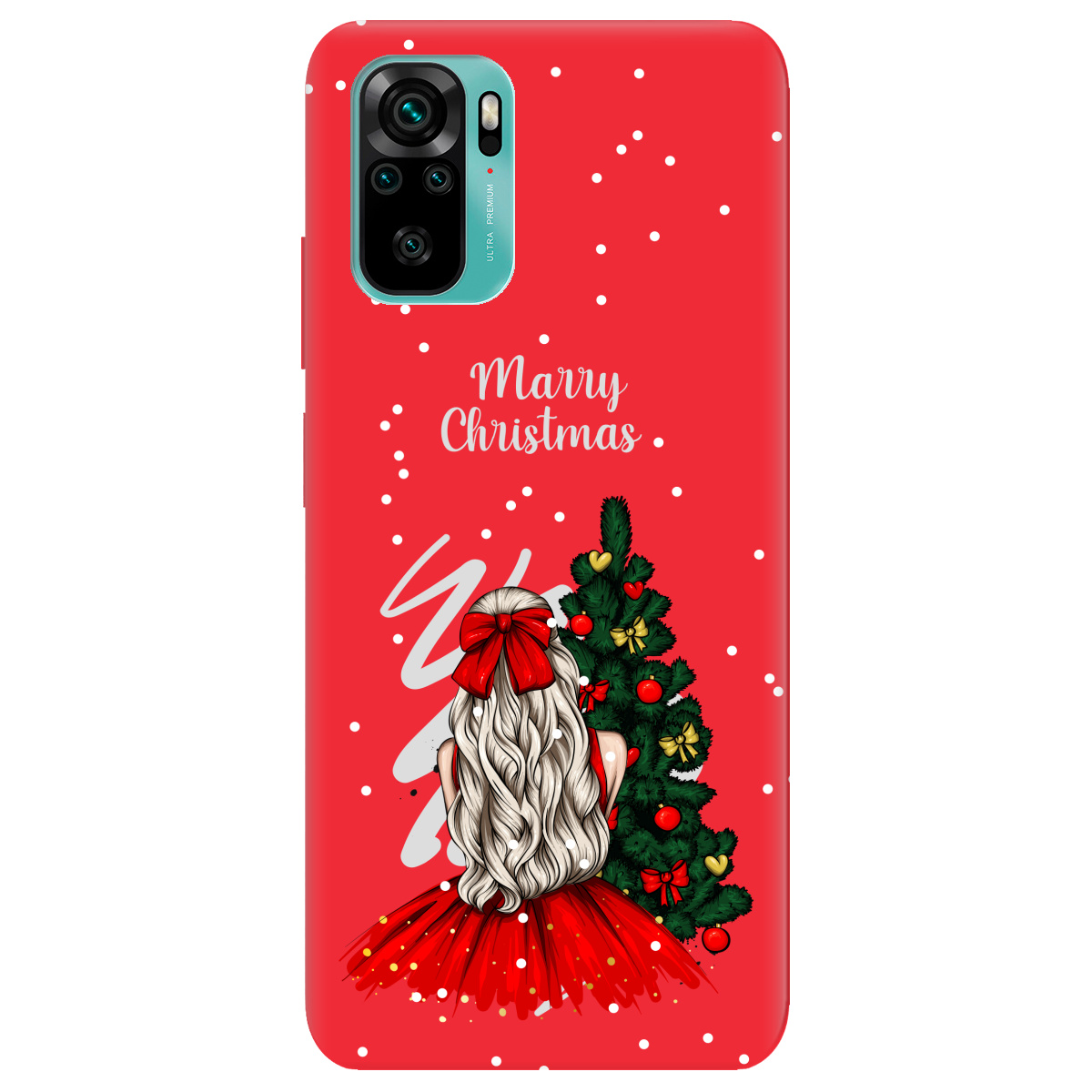 Чохол для Xiaomi Redmi Note 10s яскраво-червоний матовий soft touch Beautiful christmas - фото 1 - Чохли для телефонів